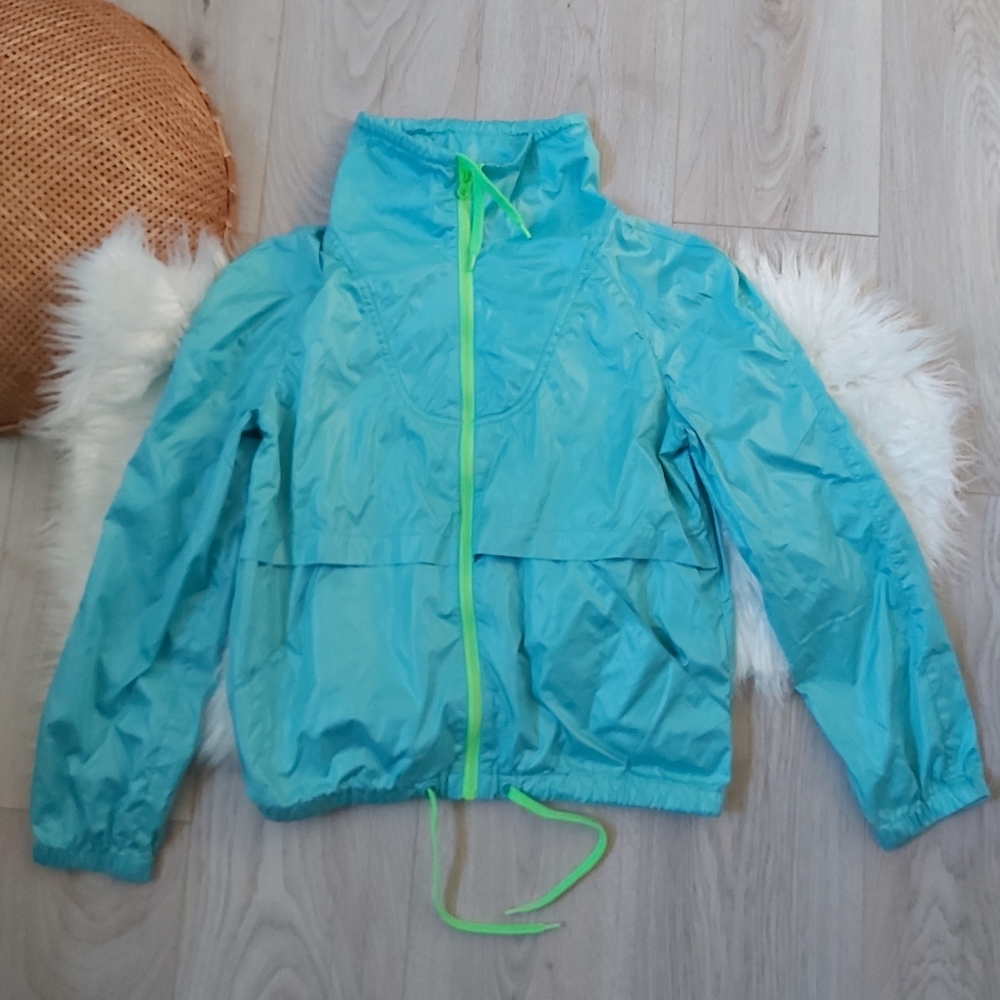 Old Navy Neon green and blue wind breaker jacket - Picture 4 of 9